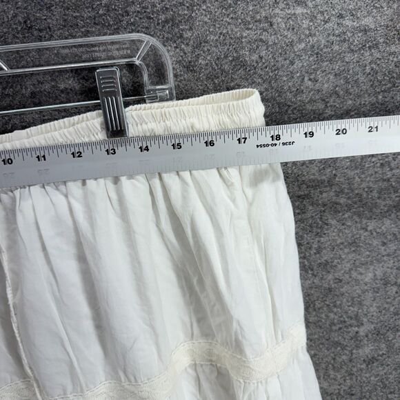 ICI Skirt Women 2X Plus White A-Line Midi Drawstring Cotton High Rise Casual - Picture 3 of 6